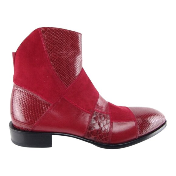 CESARE PACIOTTI STYLISH RED PYTHON BOOTS SHOES US 7 NEW IN BOX - Picture 1 of 8